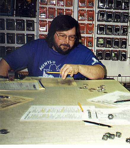 My pic shows me as I explain B5W ship forms to a few players at one of our demos at Dragon's Cave (now out of business) in Albany Oregon.