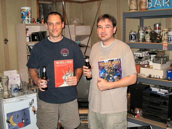 Frito Butterbuns and Bob Applegate discussing the merits of two different editions of Warlord

