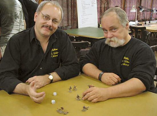 Playing a gladiator game - Captain Kirk on the left, WillieB on the right
