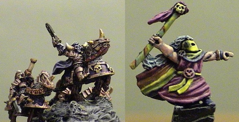 Chaos General and Chaos Sorceror (Warmaster miniatures)