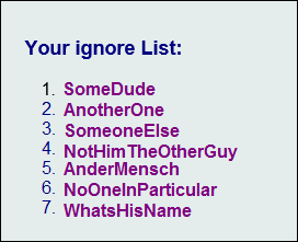 Sample ignore list
