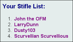 Sample stifle list