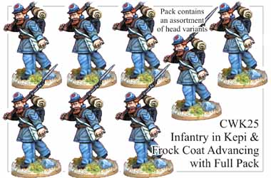 Infantry in Kepi and Frock Coat Advancing with Full Pack