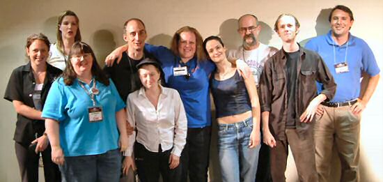 (back) Angela Imrie (white shirt), Adam Catt, Anne Foerster, Marike Reimer, Deane Goodwin (white shirt), Derek Schubert, Eric Louchard. (Front) Ali McVey (black shirt), Sue Wachowski, Noel Meyer. Jenn