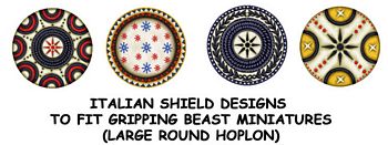 Italian shield designs (large round hoplon)