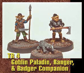 Goblin paladin, ranger, and badger companion