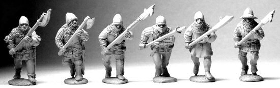 Infantry advancing/running with polearms