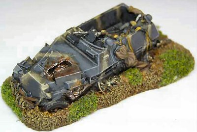 Wrecked halftrack objective from Peter Pig