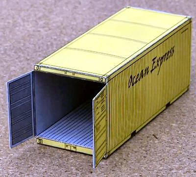 Shipping container with open door