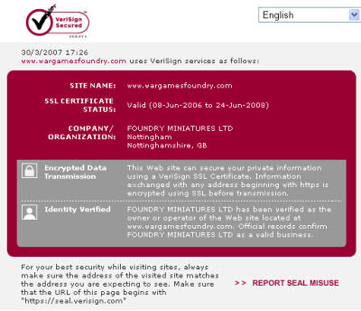 VeriSign seal on Foundry website