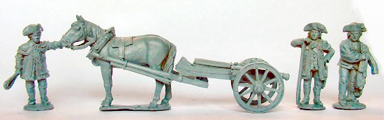 AW 117 - Limbered 3 pdr 'Butterfly' with horse, driver and 2 Continental gunner variants
