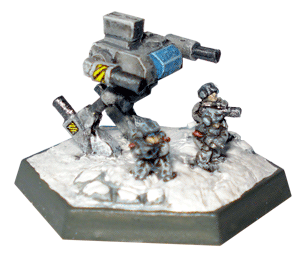 2mm walker with 6mm infantry