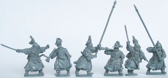 Heavy infantry command advancing /charging