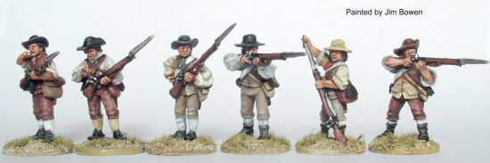 AW134 - Southern Militia/Continental firing line in shirt sleeve order (bayonets)