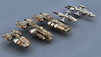 Thumbnail of the first five ships for Squadron Strike, featured on the box cover