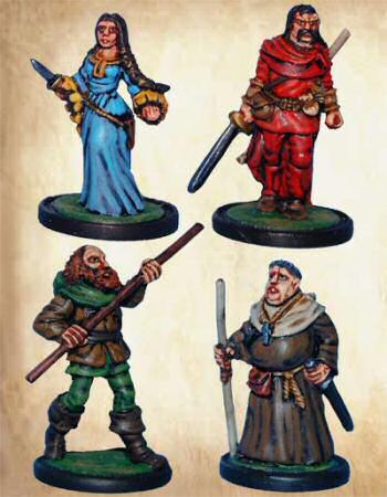 Robin Hood, Maid Marian, Fryer Tuck and Little John