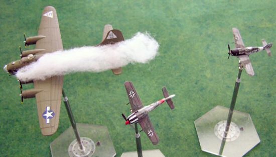 1/144th scale B-17 under close range attack by FW-190As