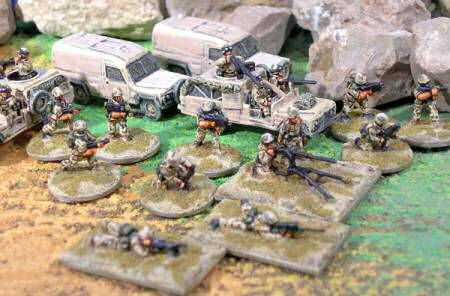 British vehicles and infantry