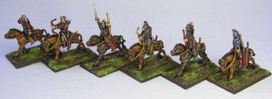 The Huns advance - light and heavy horse archers, and general with ceremonial bow of command