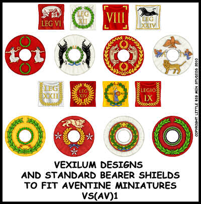 Vexilum designs and standard bearer shields