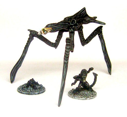 A space Demon Colossus and a Nymph, with a human-sized Space Demon Assault Warrior for scale