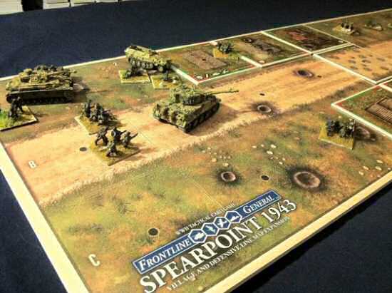 Miniatures in play with the Spearpoint 1943 Map Expansion