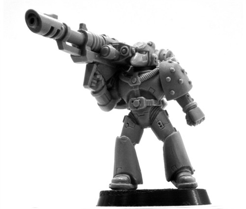 Space Marine with shoulder-mounted weapon