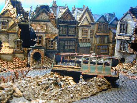 Row houses and destroyed versions