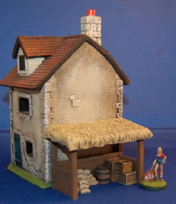 Lean to Market Stall shown against building
