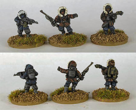 Men in parkas' leader and weapons