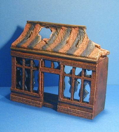 Destroyed restaurant entrance