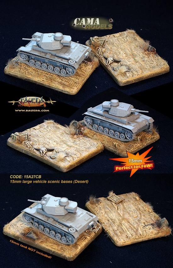 Baueda 15A27CB – 15mm large vehicle scenic bases (desert)