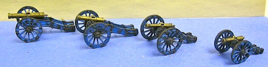 Prussian Cannon (L to R) 12-pdr, 10-pd Howitzer, 6-pdr, and 3-pdr