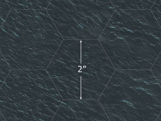 Wargame Battle mat (Sea plain 055) 2in, 3in, 4in hex grid
