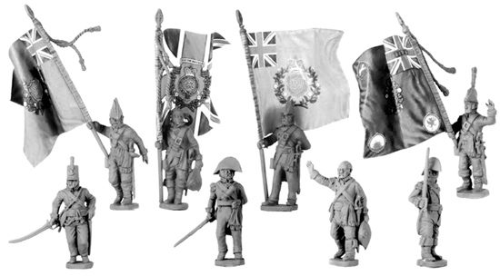 Resin British Officers & Ensign