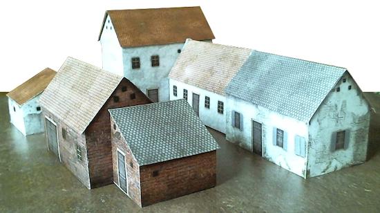 Paper model set: Waterloo Style Buildings Paper Foldable Scenery Systems 28mm, 1:72, 15mm, 6mm scale