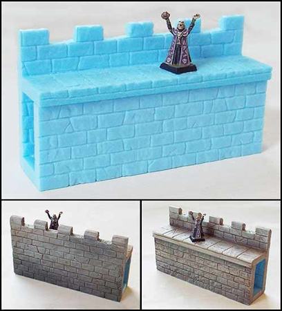 City wall made using stone textured blue foam
