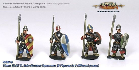 15mm XI-XII C. Norman armored Pedites or dismounted Milites with spear