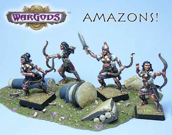Amazons by Crocodile Games, display models painted by D Felicity FitzPatrick, scenic element by Model Earth, painted by Simon Harris