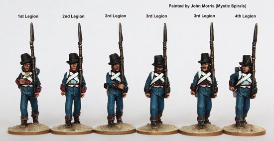 SPA 11 – Fusiliers marching, Catalonian Legion in round hats and long tailed coats 1810