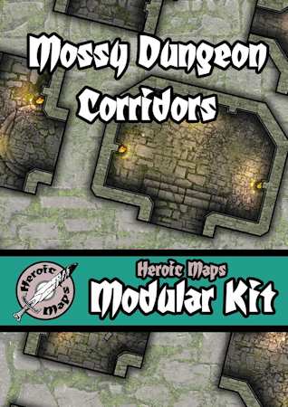 Heroic Maps – Modular Kit: Mossy Dungeon Corridors