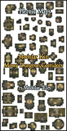 Heroic Maps – Modular Kit: Mossy Dungeon Corridors