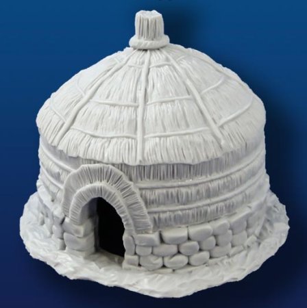 African Hut on Stone Base ($15 U.S.D), Unpainted