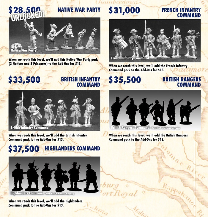 Brigade Games French and Indian War Kickstarter Stretch Goals