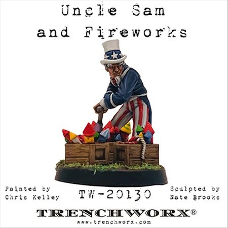 Uncle Sam and fireworks