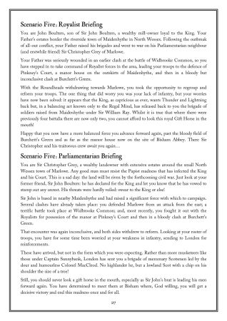 A sample page from the scenario booklet