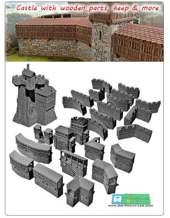Modular Medieval Fortress With Wooden Parts &ndash; OpenLock (STL File)