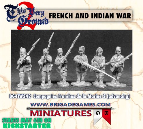 Brigade Games French and Indian War Kickstarter FIW242 Compagnies Franches de la Marine II (Advancing) (6)