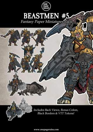 Beastmen Set #5 – Paper Miniatures