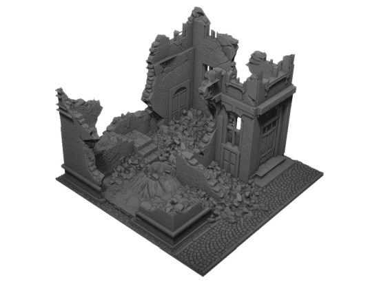 City Ruin WWII for Cityblocks (Modular) for 3Dprinting (STL File)